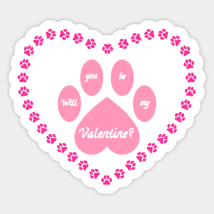 Pink Valentine Heart Shaped Animal Paw Sticker